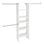 ClosetMaid SuiteSymphony Wood Closet Organizer Starter Kit with Tower and 3 Hang Rods, Shelves, Adjustable, Fits Spaces 5 – 10 ft. Wide, Graphite Grey - style: Graphite Grey Finish