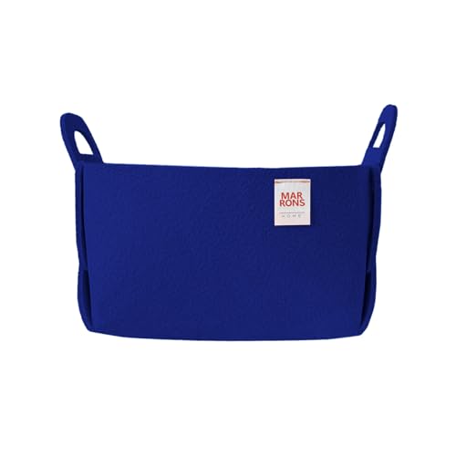 Collapsible Felt BLUE Storage Bin Small 7.1"x5.1"x5.1" – Foldable Basket with Handles for Closet, Toy Storage, Laundry Room Organization, Decorative Storage Baskets for Shelves, Nursery - color: BLUE, size: SMALL