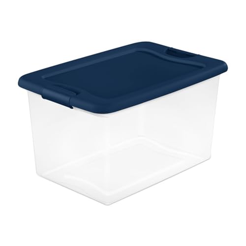 Sterilite 24-Pack Color Program, Large Clear Plastic Storage Bins with Lids, 64 Quart, Blue - Stackable Organizing Container Boxes for Closet, Bathroom, and Office - size: 24 Pack