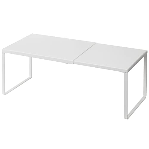 Nxconsu Cabinet Shelf Expandable Organizer Riser Rack for Kitchen Pantry Cupboard Under Sink Countertop Home Organization Extra Storage Space Saver Heavy Duty Metal Edgeless Design White - color: White, size: 8.26’’D * 14.56-24.6’’W * 8.46’’H