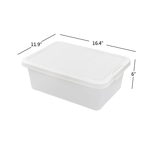 14 Quart Clear Storage Box, Underbed Plastic Latch Box with White Lids, 2-Pack - color: White