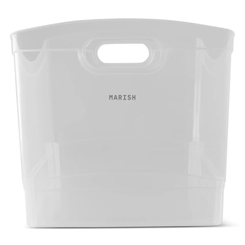 MARISH Clear Plastic Utility Storage Organizer Bin with Handles – 15" L x 10" W x 9.5" H | Stackable, Open-Top Box for Pantry, Closet, Office & Cleaning Supplies (1)