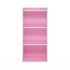 Furinno Luder 3-Tier Open Shelf Bookcase, Pink/White - color: White/Pink, size: 3-Tier, 9.3 x 16 x 31.4