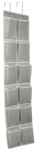 GOMAJI Over the Door 12 Pocket Hanging Shoe Organizer, Gray - color: Gray