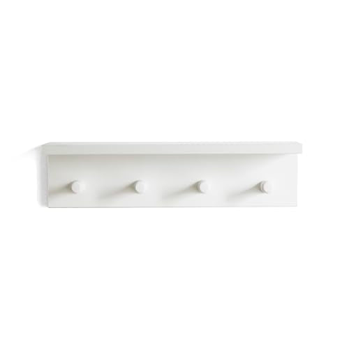 Entrance Coat Rack ，Coat Hooks, Wall-Mounted Wooden Hook Rack, Wall-Mounted Shelves are Very Suitable (White Color Finish—A-1) - style: White color finish—A-1