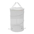 2PCS Large Collapsible Round Popup Laundry Hamper with Lid,Foldable Mesh Hamper with Reinforced Handles and Solid Bottom,White and Black Laundry Basket