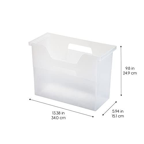 IRIS USA Medium Portable Desktop File Box with Open Lid, 6 Pack, Side Handles, Hanging File Folders, Tabs & Inserts, Letter Size, Magazines, Newspapers, Mail, Books, Notebooks, Clear - style: Clear M - 6 Pack