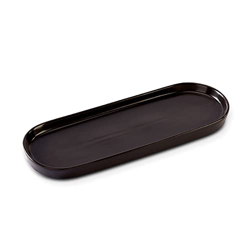 Simple Style Ceramic Sink Tray - Bathroom and Kitchen Counter Tray (Black) - color: Black