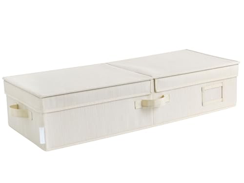 Under Bed Storage Bag with Flid-Top Lid, 1-Pack Blanket Storage Container for Clothes, Comforters & Seasonal Items, 30x12x6 .5 Inches, Ivory White - color: Ivory