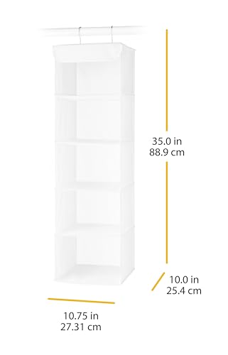 Whitmor 5 Section Closet Organizer - Hanging Shelves with Sturdy Metal Frame, White - color: White, size: 5 Section