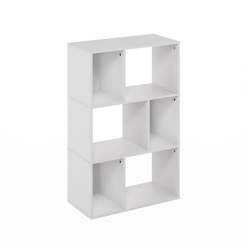 Furinno DALY Book Shelf, 6-Cube Bookshelf, Cube Storage Organizer Bookcase with Irregular Compartments, 11.7 x 23.6 x 36.8, for Living Room, Bedroom, Home Office, White - color: White, size: Irregular, 6-Cube