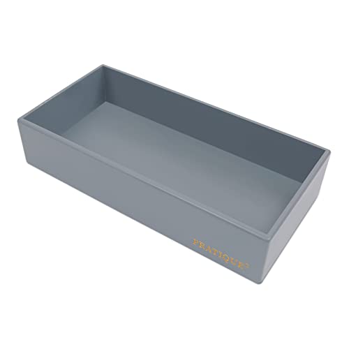 PRATIQUE Bamboo Drawer Organizer - Kitchen Utensil Organizer Silverware Tray Cutlery Holder，Office Desk Supplies and Accessories,12 * 5.9 * 2.6,Grey - color: Grey, size: 12*5.9*2.6 inch
