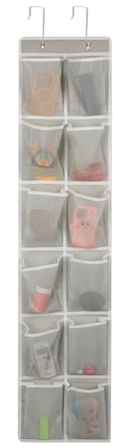 GOMAJI Over the Door 12 Pocket Hanging Shoe Organizer, Gray - color: Gray
