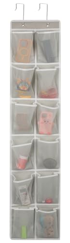 GOMAJI Over the Door 12 Pocket Hanging Shoe Organizer, Gray - color: Gray