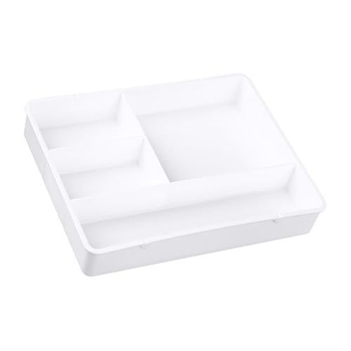 Drawer Divider Tray, Simple Appearance Desk Organizer Box ABS Plastic for Office Student Dormitory (White)
