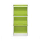 Furinno Luder 3-Tier Open Shelf Bookcase, Green/White - color: White/Green, size: 3-Tier, 9.3 x 16 x 31.4