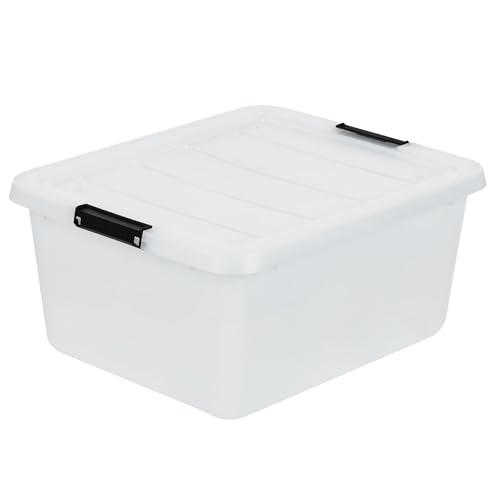 IRIS USA 18 QT Clear Storage Organizer with Removable Dividers, Stackable Plastic Storage Box with Lid, Modular Container for Crafts, Tools, Office & Pantry Organization - size: 18 Qt, style: w/ Tray