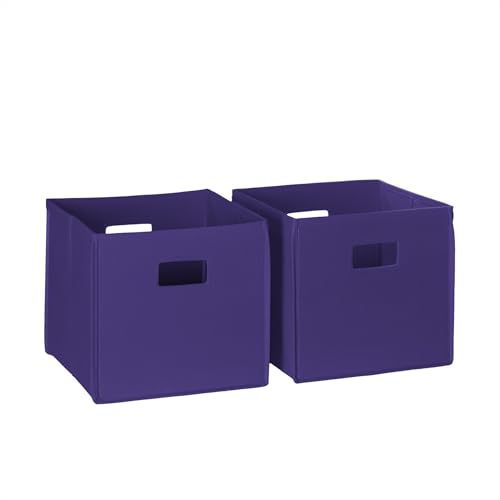 RiverRidge Folding Storage Bins with Handles Dark Purple Cube Storage Organizer for Closet, Bedroom & Playroom - Closet Organizers and Storage Set of 2 - color: 2 Dark Purple Bins