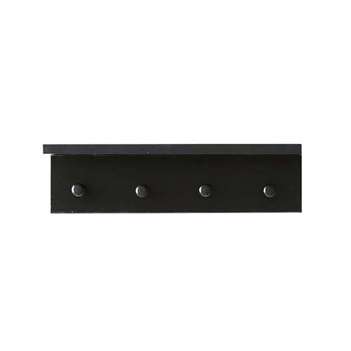 Entrance Coat Rack ，Coat Hooks, Wall-Mounted Wooden Hook Rack, Wall-Mounted Shelves are Very Suitable (Black Color Finish—A-1) - style: black color finish—A-1
