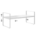 16.5-27’’L Expandable Cabinet Shelf Organizers, Stackable Metal Shelves Extender for Kitchen Countertop Storage, Adjustable Spices Shelves Rack Stand for Cupboard Pantry, White - size: 1Pack-Common-8''Wx(16.5-27'')Lx9.6''H-White