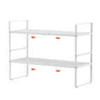 2Pack 16.5-27’’L Expandable Kitchen Shelf Organizer, Stackable Shelves Organizer, Adjustable Height Pantry Spice Rack for Cabinet, Countertop, Pantry and Cupboard, White - size: 2Pack-Common-10.2''Wx(16.5-27'')Lx9.6''H-White