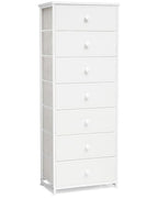 Crestlive Products Tall Dresser, 7-Drawer Fabric Storage Tower, Chests of Drawers - Vertical Organizer Unit for Bedroom, Hallway, Entryway, Nursery, Closets - Steel Frame, Wood Top & Handles (White) - color: White, style: Narrow-7 Drawers
