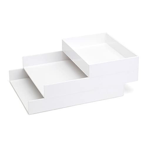 Poppin Stackable Letter Tray (2 Pack) - Modular Lacquer Desk Trays for Office Organization, Color-Coordinated Office Supplies for Desk, Paper Trays (White, 2pk Letter Tray) - color: White, size: 12.5" x 9.8" x 1.8"
