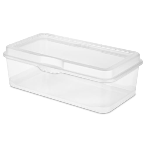 Sterilite 24-Pack Rectangular Large FlipTop, Clear Plastic Storage Box with Hinged Lid - Stackable Multipurpose Organizer for Art and Craft Supplies, Accessories, Photos & CDs, Home or Office Use - size: 1.7 Cubic Feet, style: 24 Pack