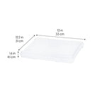 IRIS USA Board Game Storage Craft Organizer Box with Snap-Tight Latch Lid, 4-Pack Portable Plastic Case Bin for Puzzles, Magazines, Hobbies, Art Supplies, Fits 8.5" x 11" & A4 Papers, Slim, Clear - size: 4 Pack