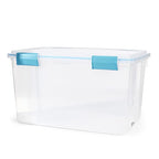 Sterilite 54 Qt Gasket Box, Stackable Storage Bin with Latching Lid and Tight Seal, Plastic Container to Organize Basement, Clear Base and Lid, 1-Pack - size: 54 Quart, style: 1 Pack