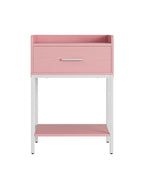 Nightstand,Modern Bedside Table Night Stand with Storage Drawer and Open Shelf,Small End Side Table for Bedroom,Living Room,Pink - color: Pink