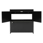 Wall Mounted Folding Desk with LED Light, Space-Saving Laptop Table for Home Office, Writing Workstation with Storage Shelves and Drawer, Floating Cabinet, 58x20x60cm (Black) - color: Black