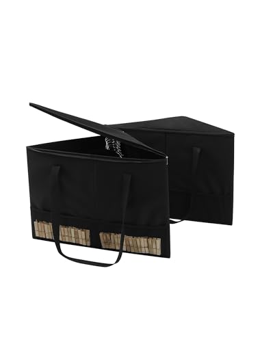 2 Pack Rigid Hanger Organizer, Triangle Storage Bin with Lid, Hanger Holder Stand for Space Saving, Clothes Organizer Stacker for Closet Laundry Rooms - color: Black
