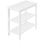 HOOBRO End Table, Simple Rustic Side Table with 3-Tier Storage Shelf, Narrow Nightstand for Small Spaces, Easy Assembly, for Living Room, Bedroom, Industrial Design, White WT14BZ01 - color: White