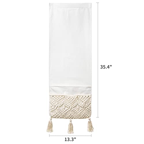 Mkono Macrame Couch Organizer Remote Control Caddy Sofa Armrest Armchair Bedside Storage Holder Bag for TV Remote, Magazine, Books, Cell Phone, iPad, Boho Living Room Home Dorm Decor, Beige - color: Beige, size: Medium