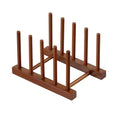 HBlife Teak Dish Plate Bowl Cup Book Pot Lid Cutting Board Drying Rack Stand Drainer Storage Holder Organizer Kitchen Cabinet（Keep Dry） - color: Teak 4 Slots 1pcs