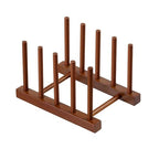 HBlife Teak Dish Plate Bowl Cup Book Pot Lid Cutting Board Drying Rack Stand Drainer Storage Holder Organizer Kitchen Cabinet（Keep Dry） - color: Teak 4 Slots 1pcs