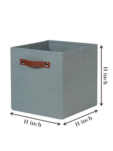Temary 11x11 Storage Cubes Fabric Cube Storage Bins with Handles Clothes Storage Boxes Baskets for Organizing Home, Shelf, Closet (Grey, 11 x 11 x 11) - color: Grey, size: 11x11x11