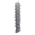 Household Essentials 20-Pocket Closet Shoe File, Durable Polyester Linen Plastic, Holds 10 Pairs of Shoes, Individual Storage, Single Hook System - color: Graphite