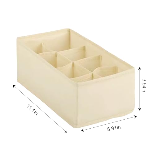 1 Pcs Drawer Organizer Storage Box for Underwear Socks Closet Divider for Wardrobe Dresser Vanity Space Saving Use(8-Grid Off White) - color: Off White-3, size: Medium