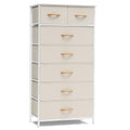 Crestlive Products Vertical Dresser Storage Tower - Sturdy Steel Frame, Wood Top, Easy Pull Fabric Bins, Wood Handles - Organizer Unit for Bedroom, Hallway, Entryway, Closets - 7 Drawers (Beige) - color: Beige, style: 7 Drawers
