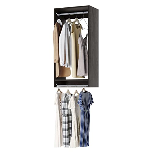 Double Hanging Closet Unit - Modular Corner Closet System - Grey, 22.5 inches Wide - Includes Shelves - color: Grey, size: 22.5" Wide