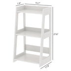 3-Tier Bathroom Ladder Shelf Freestanding, White Floor Shelves Open Shelving Unit, Small Bookshelf Nightstand for Home Study Laundry Room (11.8" D x 15.7" W x 27.6" H) - size: 11.8"D x 15.7"W x 27.6"H