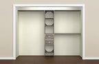 ClosetMaid SuiteSymphony Wood Closet Organizer Kit with Tower, 3 Hang Rods, Top Shelves, 2 Drawers, Adjustable, Fits Spaces 5-9 ft. Wide, Graphite Grey - color: Graphite Grey, style: Closet Organizer w/Shelves, 2-Drawers