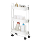 SunnyPoint Slim Rolling Storage Cart, 3 Tier Bathroom Storage Organizer Bathroom, Laundry Utility Cart (White) - color: White