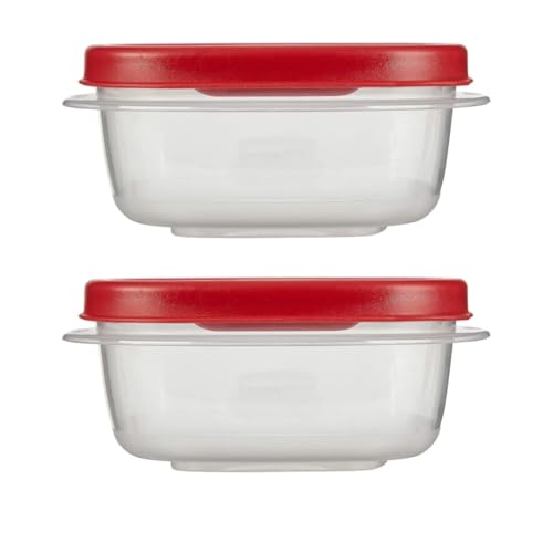 Rubber maid Food Storage Containers, 1.25 Cup Food Storage Containers, 9 Peice Set, Easy Find Lids, 4 Containers, 4 Lids Chalk Pen And Chalk Labels - color: Red, size: 1.25 Cup Pack of 4