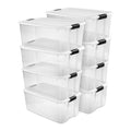 Sterilite 8-Pack Ultra Latching Box, Storage Bins with Lids, Clear Plastic, 116 Quart - Heavy-Duty Organizing Containers for Closet, Bathroom, and Office - size: 116 Quart