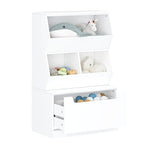 UTEX Kids Toy Storage Organizer, Bookshelf for Kids and Bookcase with Drawer, Children Open Storage Cubby for Playroom Nursery White