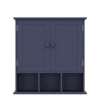 TaoHFE Blue Bathroom Over The Toilet Storage Cabinet,Wall Medicine Cabinet Organizer with 2 Door Adjustable Shelves,Wooden Modern Bathroom Shelves Wall Mounted Laundry Room - color: Blue