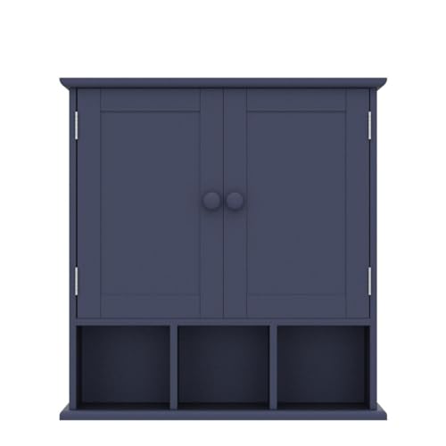 TaoHFE Blue Bathroom Over The Toilet Storage Cabinet,Wall Medicine Cabinet Organizer with 2 Door Adjustable Shelves,Wooden Modern Bathroom Shelves Wall Mounted Laundry Room - color: Blue